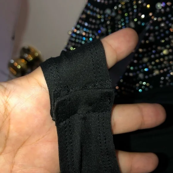 Fashion Nova Plus Size Feather Trim Beaded Sheer Mesh Dress - Picture 9 of 15